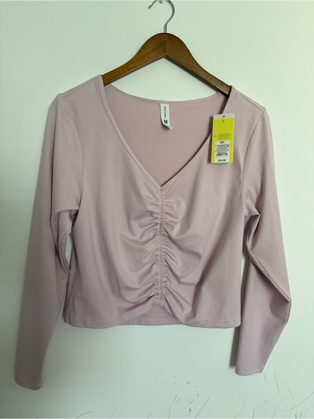 all in motion Ruched V-Neck Long Sleeve Top - Dusty Pink